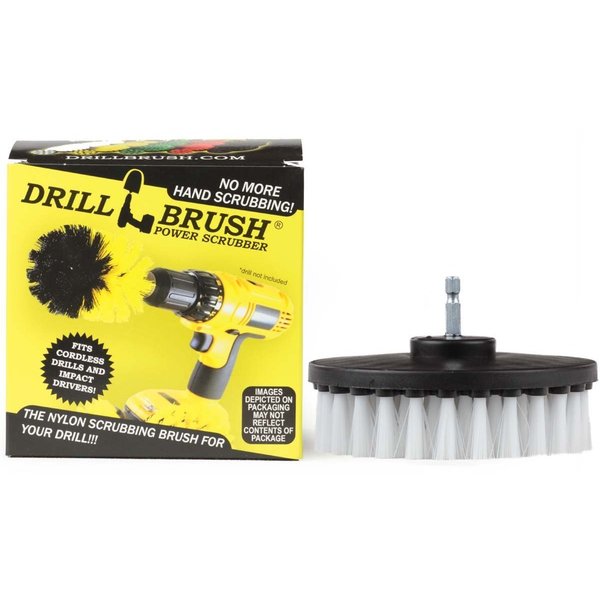 Drillbrush 5 Inch Diameter Drill Powered Scrub Brush With Quarter Inch 5in-Lim-White-Short-QC